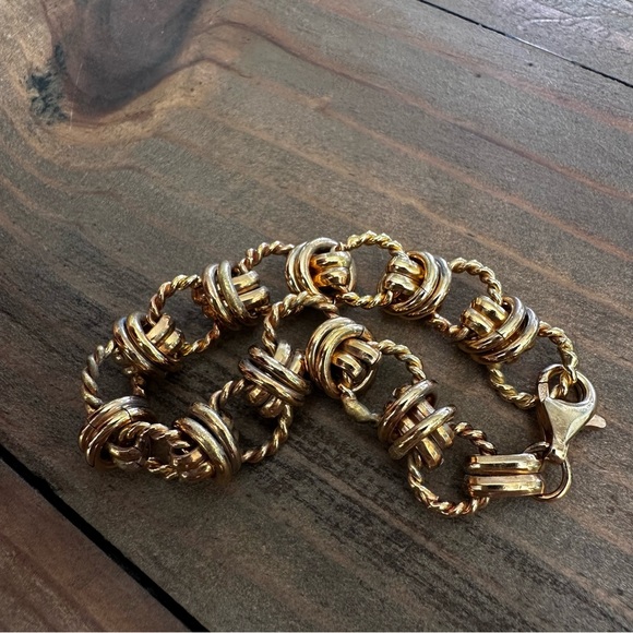 Vintage Gold Finish Sterling Silver Rope Link Bracelet - Picture 2 of 3